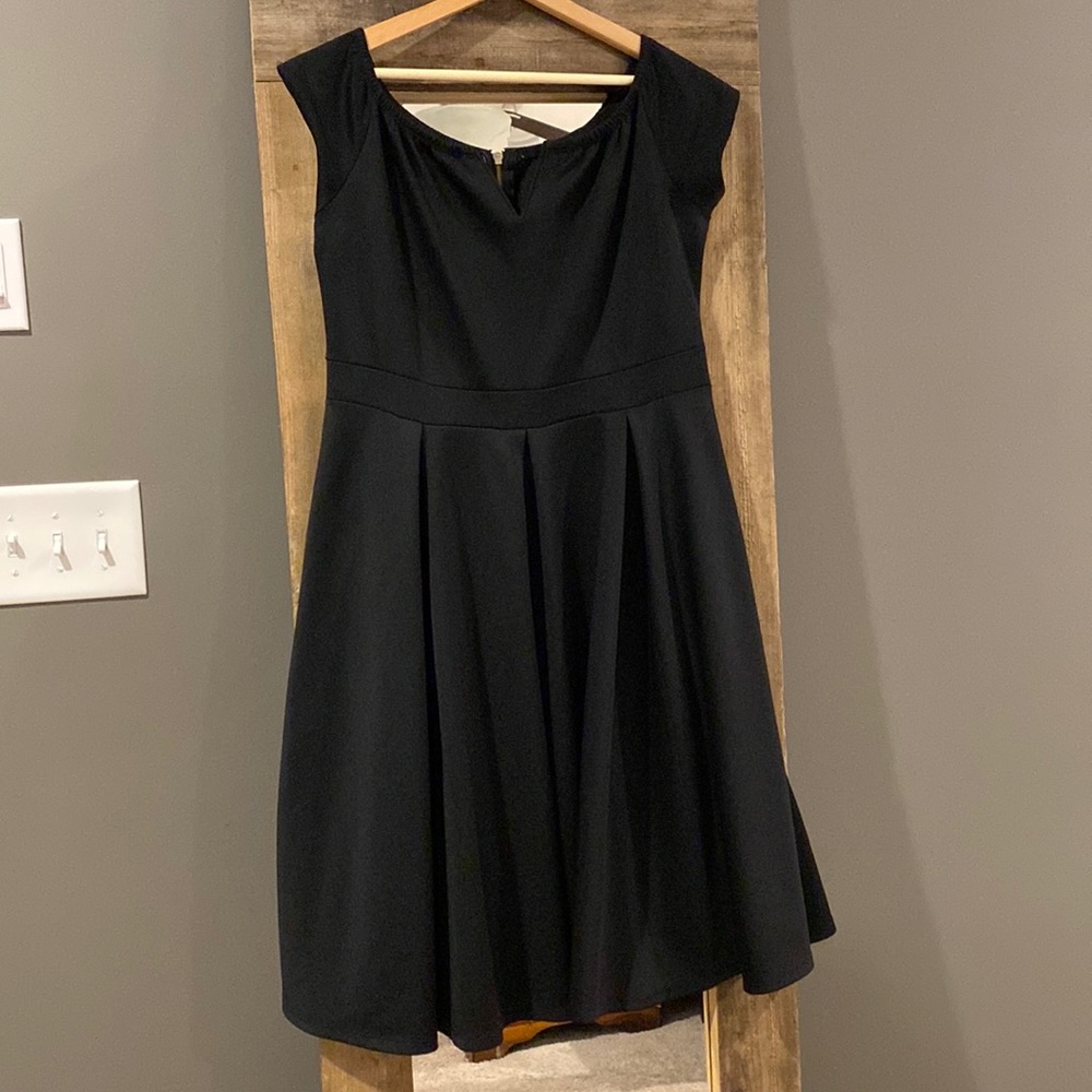 Black off should flounce dress